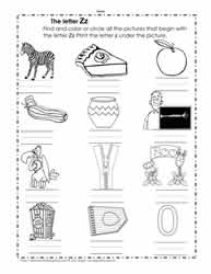 free letter z phonics worksheet for preschool beginning sounds 5
